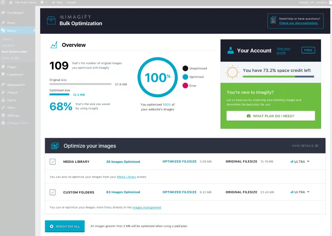 extension wordpress imagify