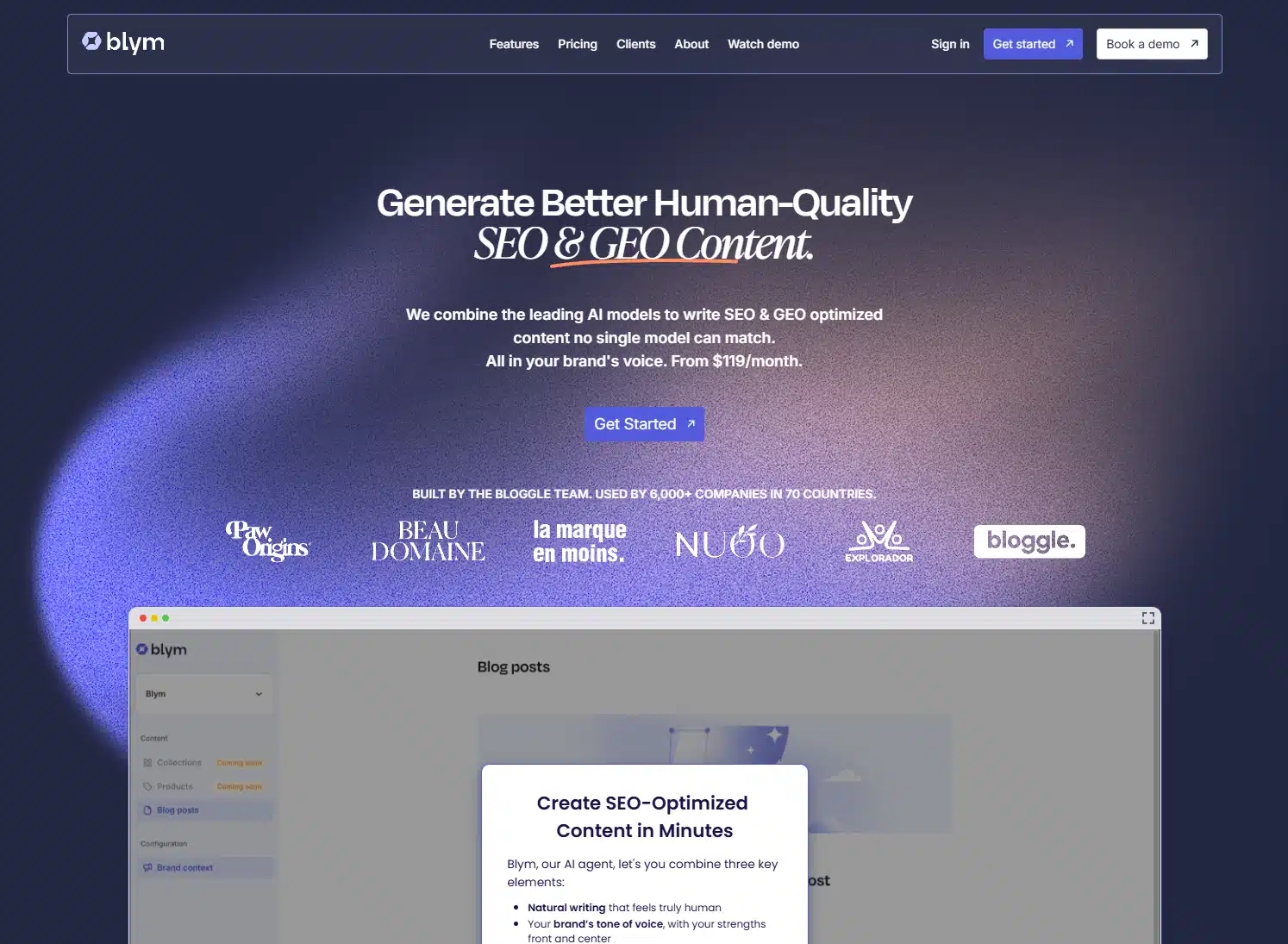 interface de l'outil blym ai