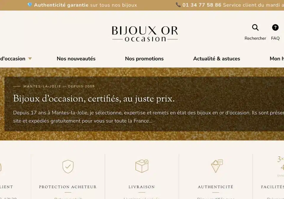 page d'accueil du site bijoux or occasion